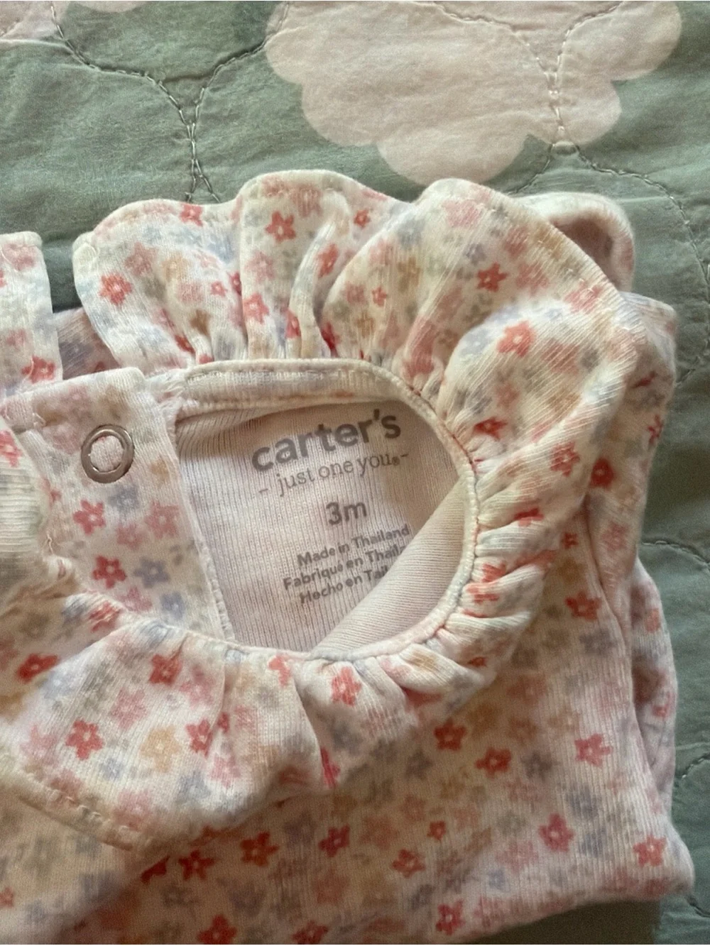 Carter's 4pc Outfit Set Baby Girl 3m Corduroy Jumper Dress Bodysuit blue & pink